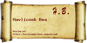 Havlicsek Bea névjegykártya